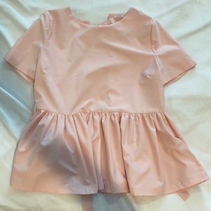Pink tie in back peplum top large